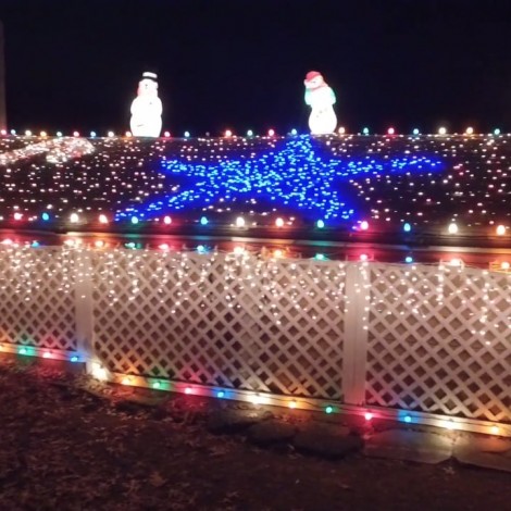 Christmas Lights Display with a star and snowmen